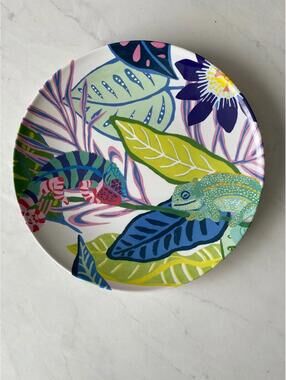 New  Anthropologie Chameleon  Tropical Melamine Outdoor  Dinner Plate